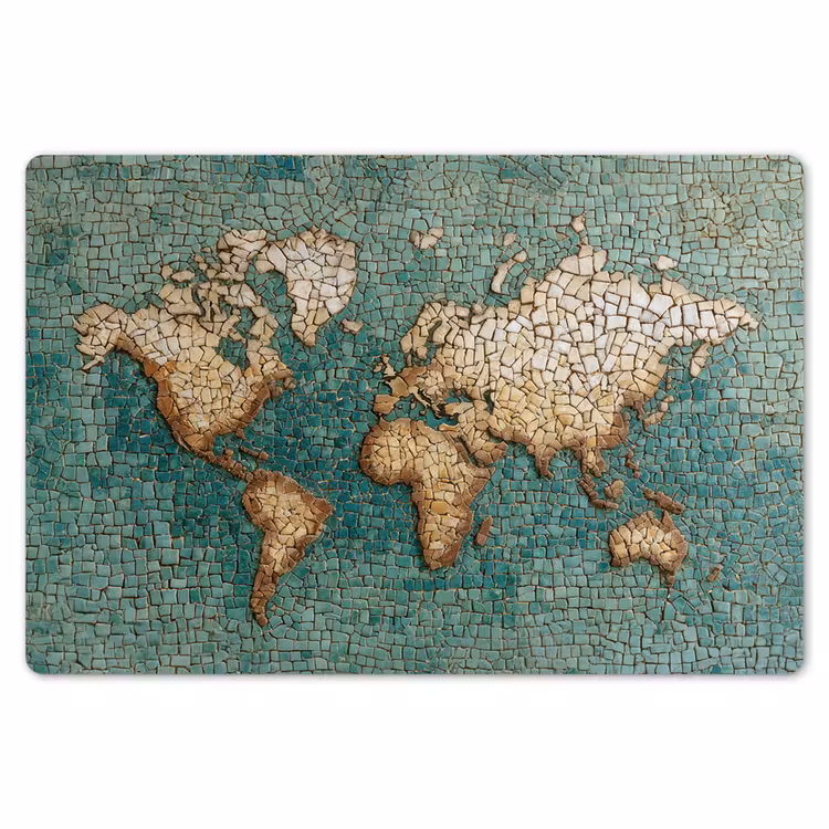 Placemat - 6 stuks - Wereldkaart - Gebroken tegels - Mozaïek — 7