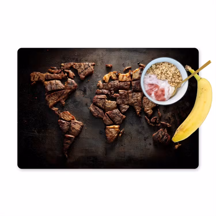 Placemat - 6 stuks - Wereldkaart - Gegrild vlees — 1
