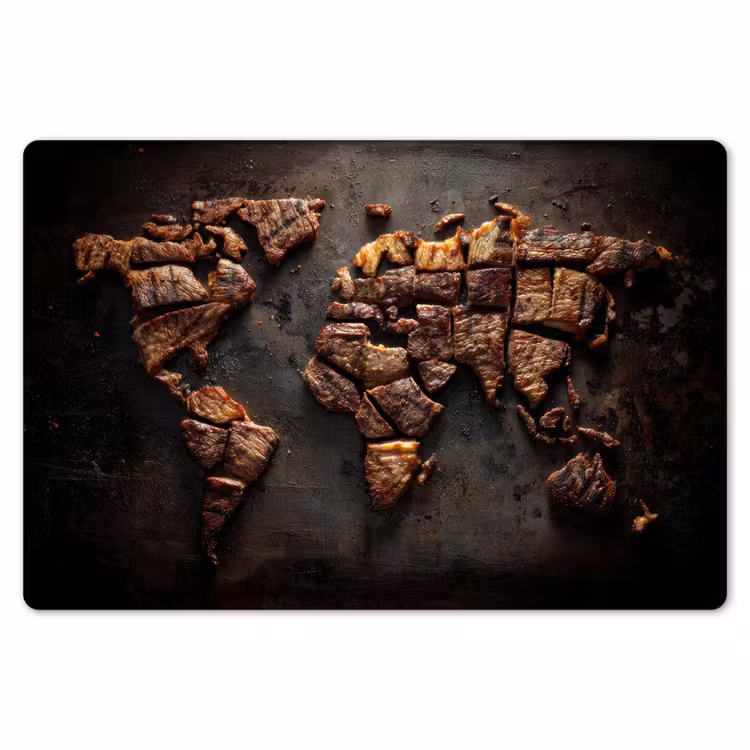 Placemat - 6 stuks - Wereldkaart - Gegrild vlees — 7