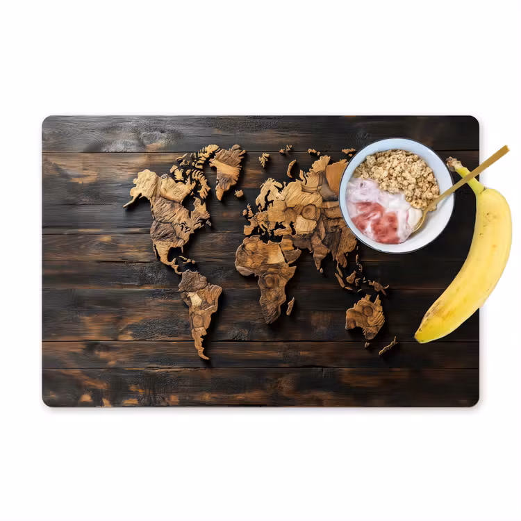 Placemat - 6 stuks - Wereldkaart - Hout - Mozaïek — 1