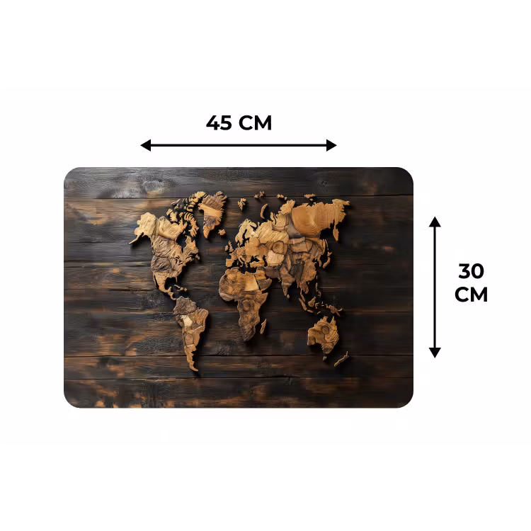 Placemat - 6 stuks - Wereldkaart - Hout - Mozaïek — 3