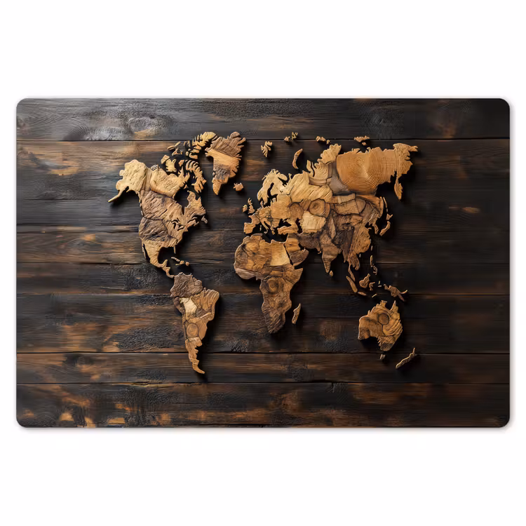 Placemat - 6 stuks - Wereldkaart - Hout - Mozaïek — 7