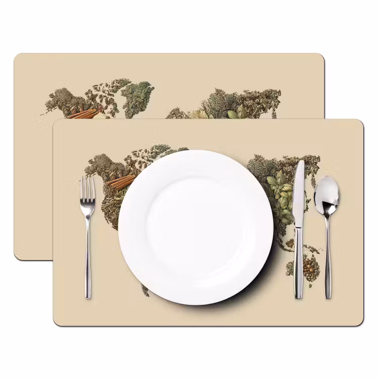 Placemat - 6 stuks - Wereldkaart - Kruiden - Kleurrijk — 2