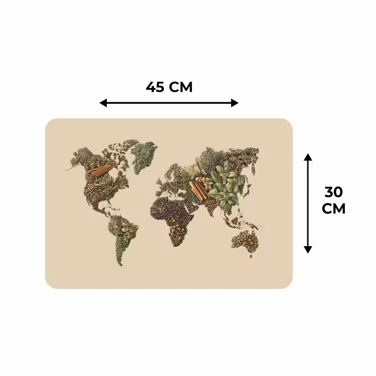 Placemat - 6 stuks - Wereldkaart - Kruiden - Kleurrijk — 3