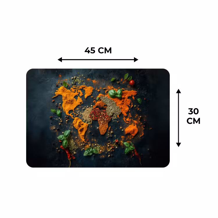 Placemat - 6 stuks - Wereldkaart - Kruiden - Levendige kleuren — 3