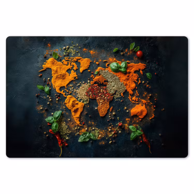 Placemat - 6 stuks - Wereldkaart - Kruiden - Levendige kleuren — 7