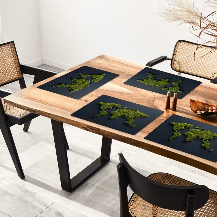 Placemat - 6 stuks - Wereldkaart - Mos -Levendig effect — 5