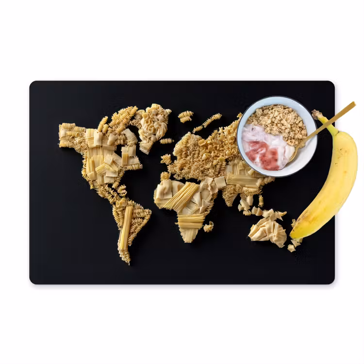 Placemat - 6 stuks - Wereldkaart - Pasta - Zwart — 1