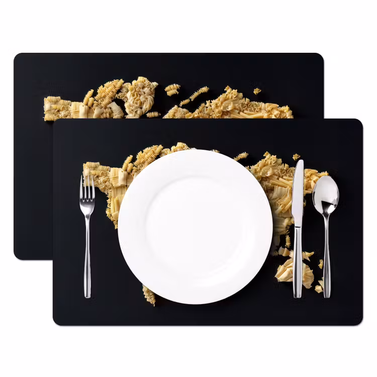 Placemat - 6 stuks - Wereldkaart - Pasta - Zwart — 2