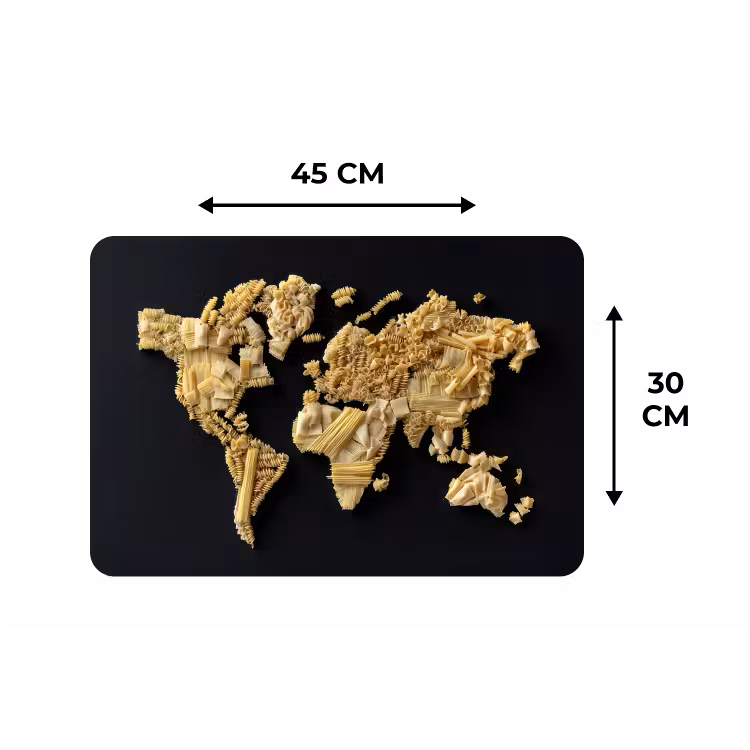 Placemat - 6 stuks - Wereldkaart - Pasta - Zwart — 3