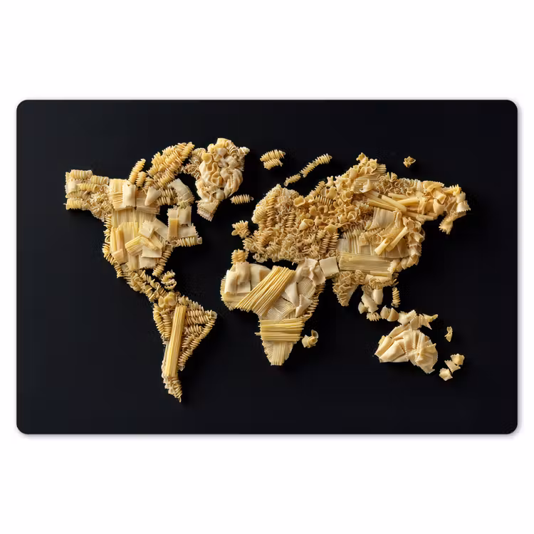 Placemat - 6 stuks - Wereldkaart - Pasta - Zwart — 7