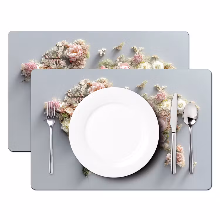 Placemat - 6 stuks - Wereldkaart - Rozen - Roze — 2