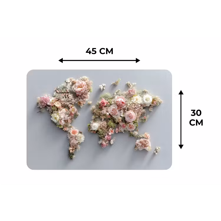 Placemat - 6 stuks - Wereldkaart - Rozen - Roze — 3