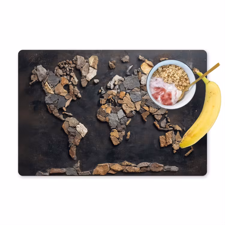 Placemat - 6 stuks - Wereldkaart - Stenen - Realistisch — 1
