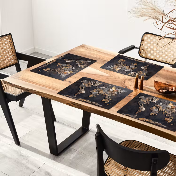 Placemat - 6 stuks - Wereldkaart - Stenen - Realistisch — 5