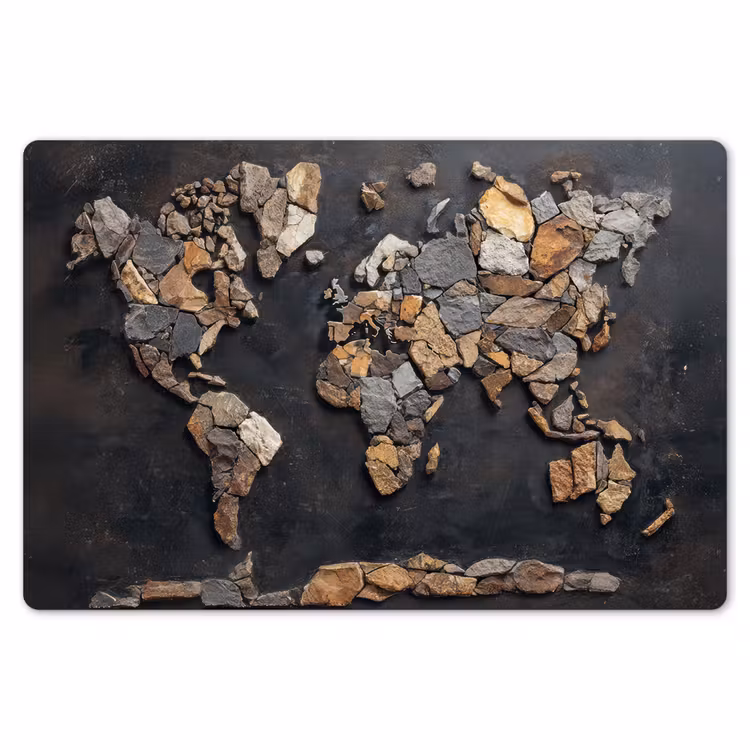 Placemat - 6 stuks - Wereldkaart - Stenen - Realistisch — 7