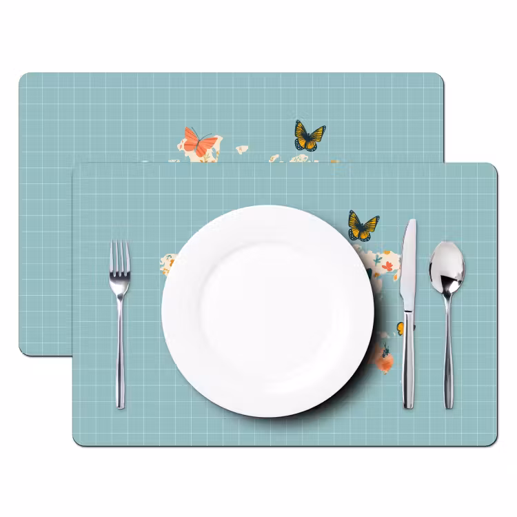 Placemat - 6 stuks - Wereldkaart - Vlinders - Dromerig — 2