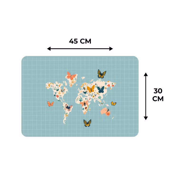 Placemat - 6 stuks - Wereldkaart - Vlinders - Dromerig — 3