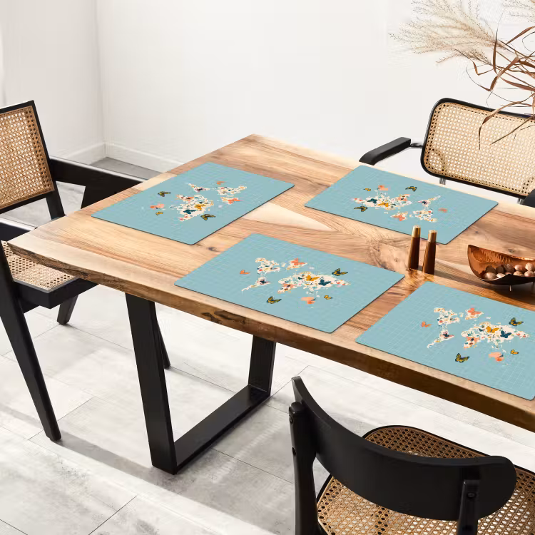 Placemat - 6 stuks - Wereldkaart - Vlinders - Dromerig — 5