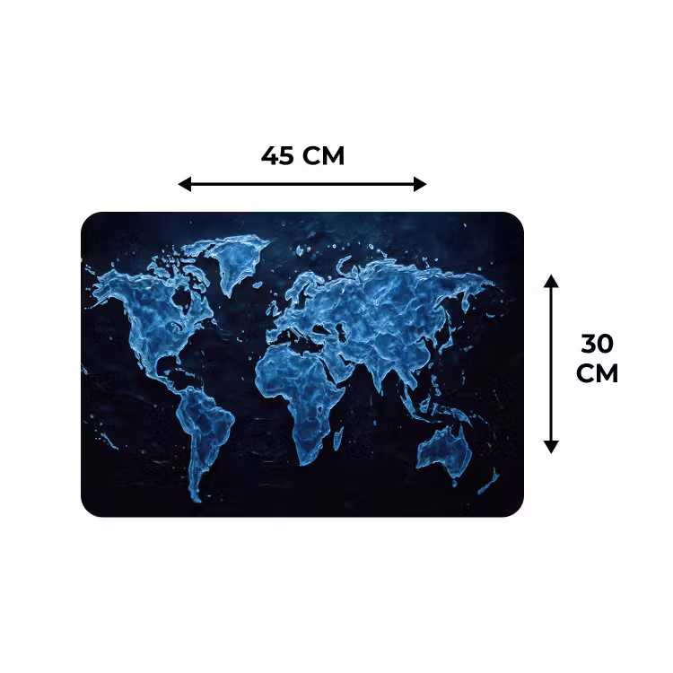 Placemat - 6 stuks - Wereldkaart - Waterstructuur - Blauw — 3