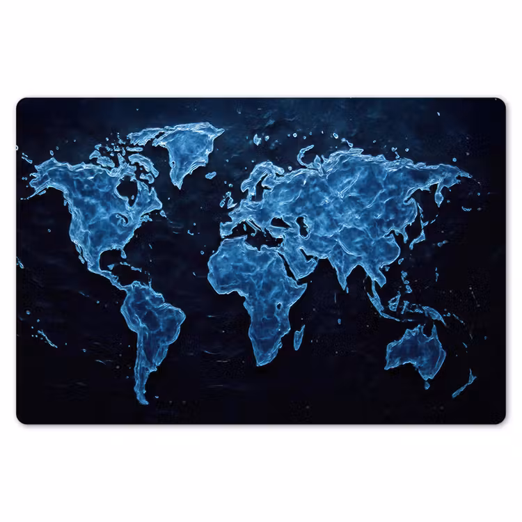 Placemat - 6 stuks - Wereldkaart - Waterstructuur - Blauw — 7
