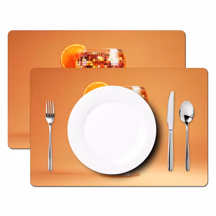 Placemat - 6 stuks - Drank - Oranje - Glitter - Disco — 2