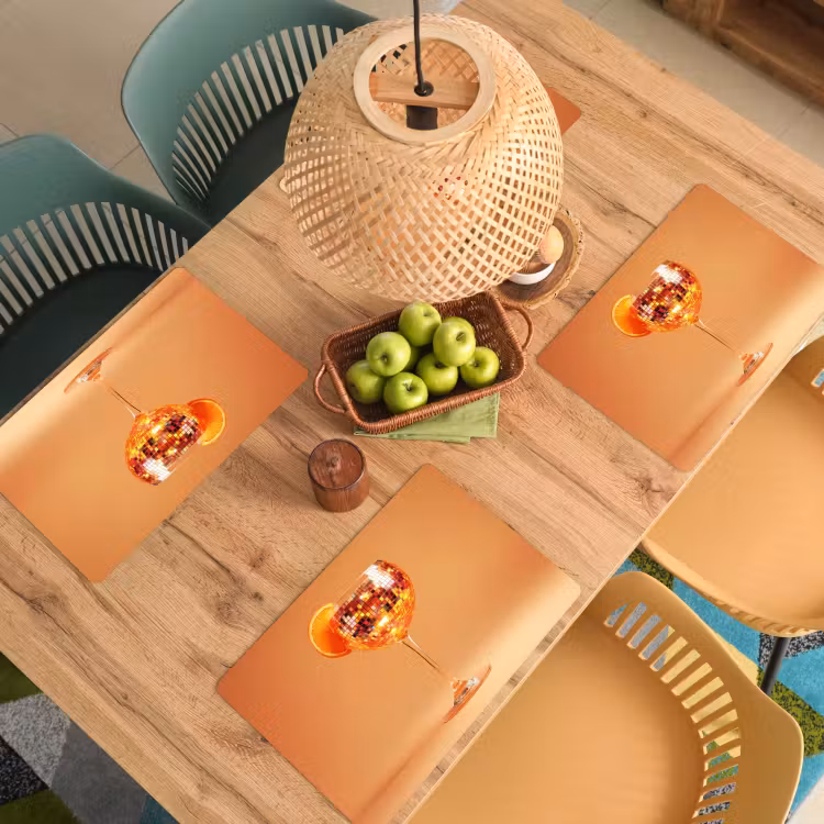 Placemat - 6 stuks - Drank - Oranje - Glitter - Disco — 6