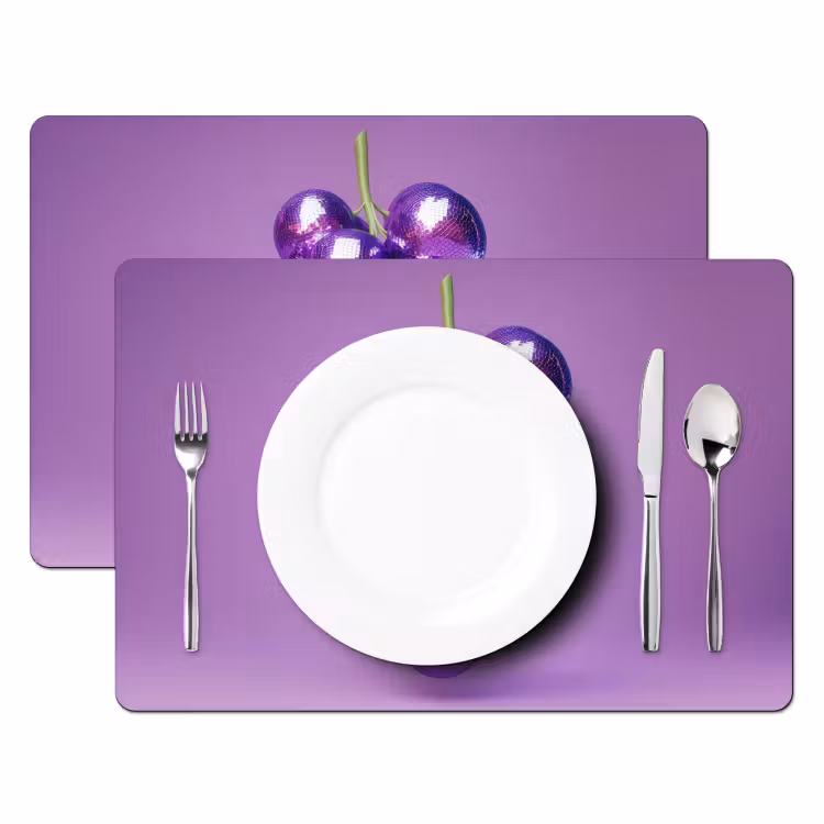 Placemat - 6 stuks - Druif - Disco - Glitter - Paars — 2