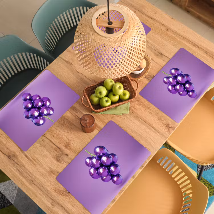 Placemat - 6 stuks - Druif - Disco - Glitter - Paars — 6