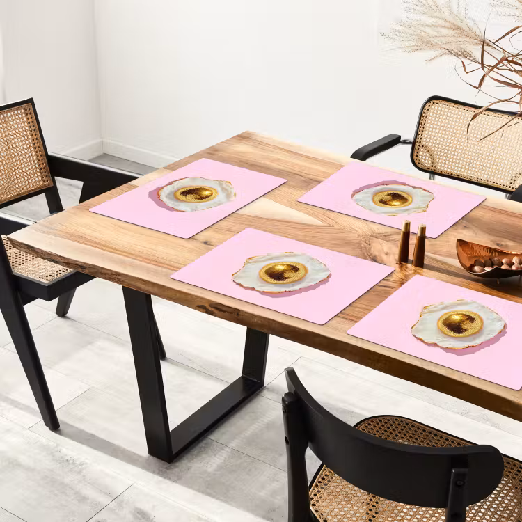 Placemat - 6 stuks - Ei - Disco - Ontbijt - Glitter — 5