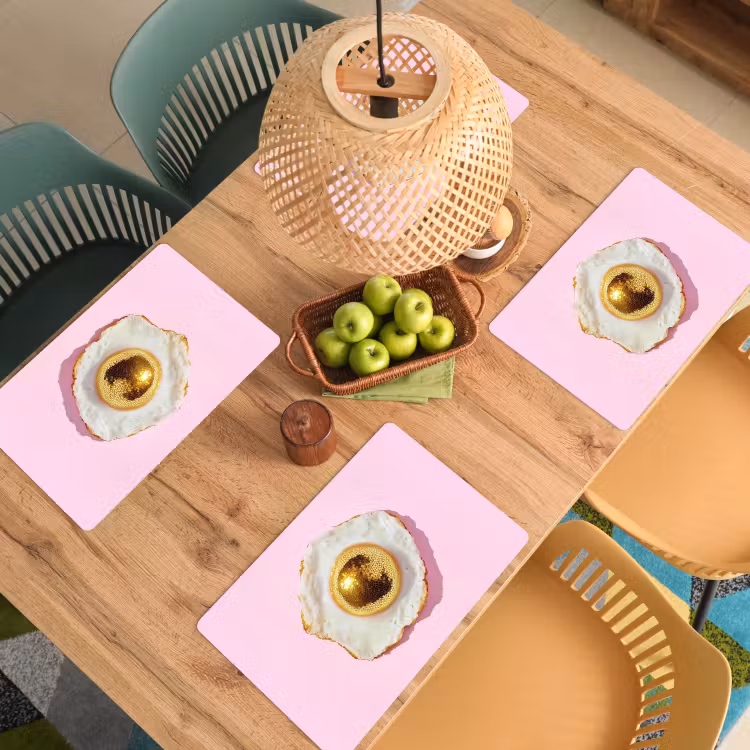 Placemat - 6 stuks - Ei - Disco - Ontbijt - Glitter — 6