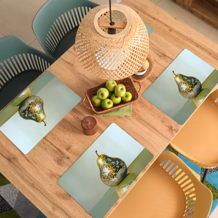 Placemat - 6 stuks - Fruit - Disco - Art - Glitter — 6