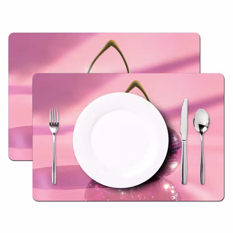 Placemat - 6 stuks - Glitter - Discobol - Roze - Kersen — 2