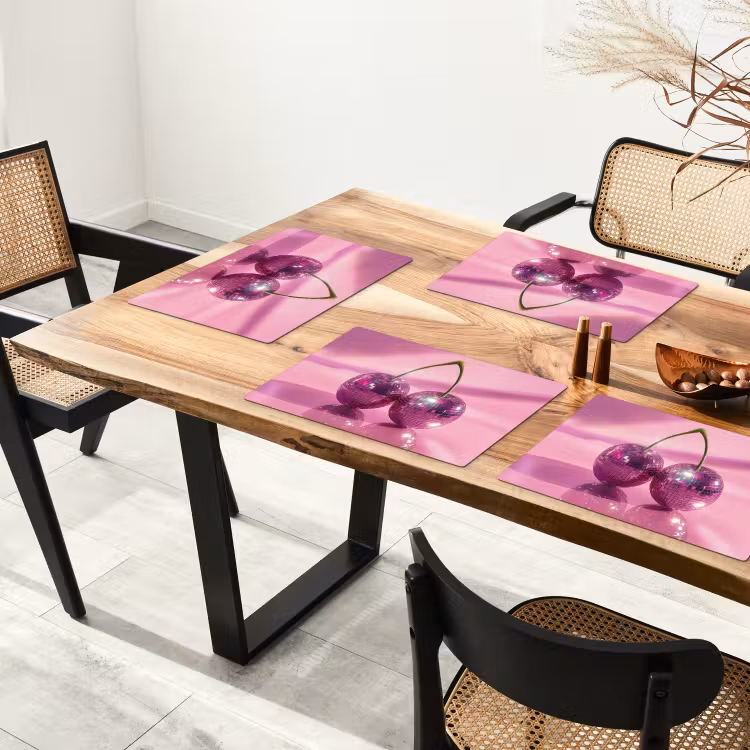 Placemat - 6 stuks - Glitter - Discobol - Roze - Kersen — 5