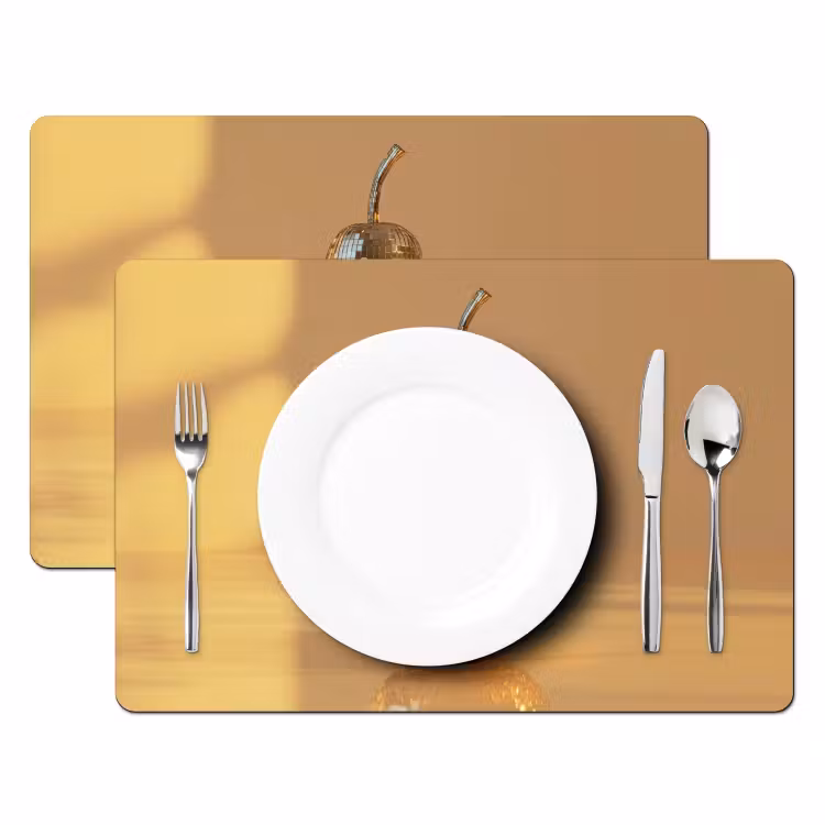 Placemat - 6 stuks - Goud - Disco - Glitter - Peer — 2