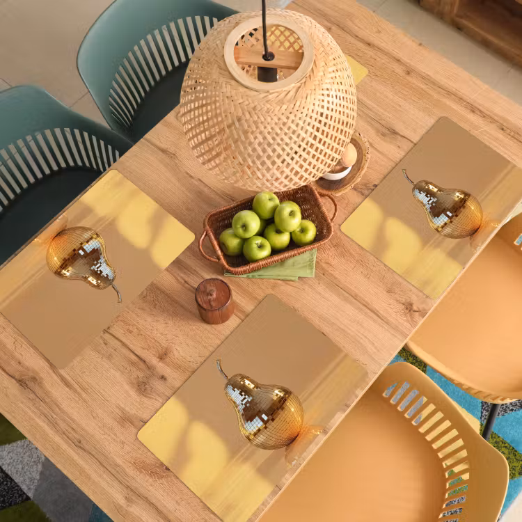 Placemat - 6 stuks - Goud - Disco - Glitter - Peer — 6