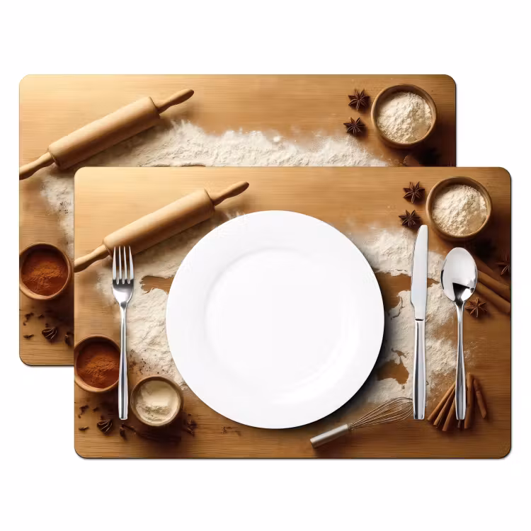 Placemat - 6 stuks - Hout - Wereldkaart - Bakken - Keuken — 2