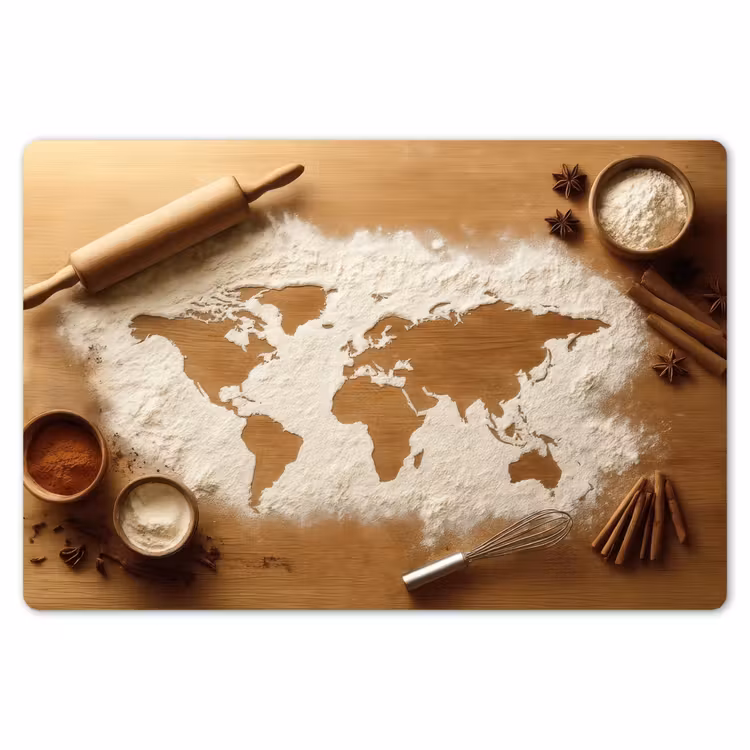 Placemat - 6 stuks - Hout - Wereldkaart - Bakken - Keuken — 7