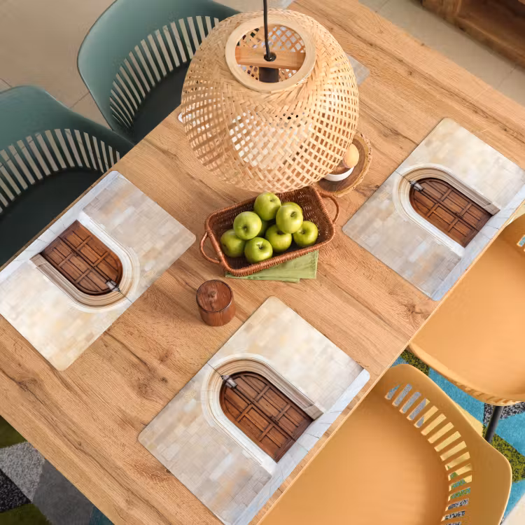 Placemat - 6 stuks - Houten - Deur - Lantaarn — 6