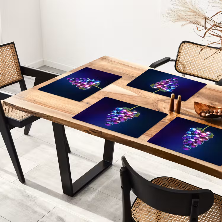 Placemat - 6 stuks - Paars - Disco - Feest - Druif — 5