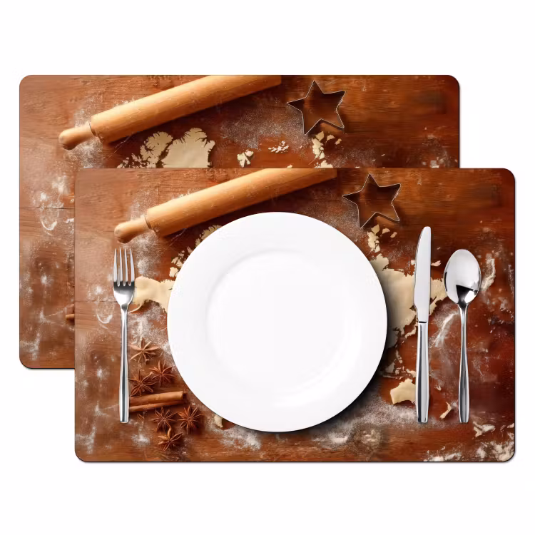 Placemat - 6 stuks - Wereldkaart - Koekjesdeeg - Warme baksfeer — 2