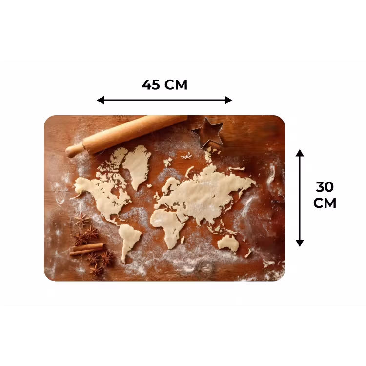 Placemat - 6 stuks - Wereldkaart - Koekjesdeeg - Warme baksfeer — 3