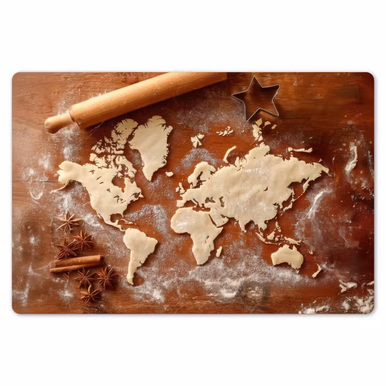 Placemat - 6 stuks - Wereldkaart - Koekjesdeeg - Warme baksfeer — 7