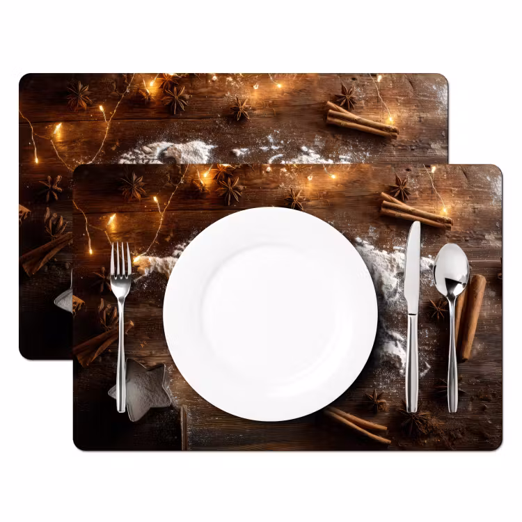 Placemat - 6 stuks - Wereldkaart - Poedersuiker - Hout — 2