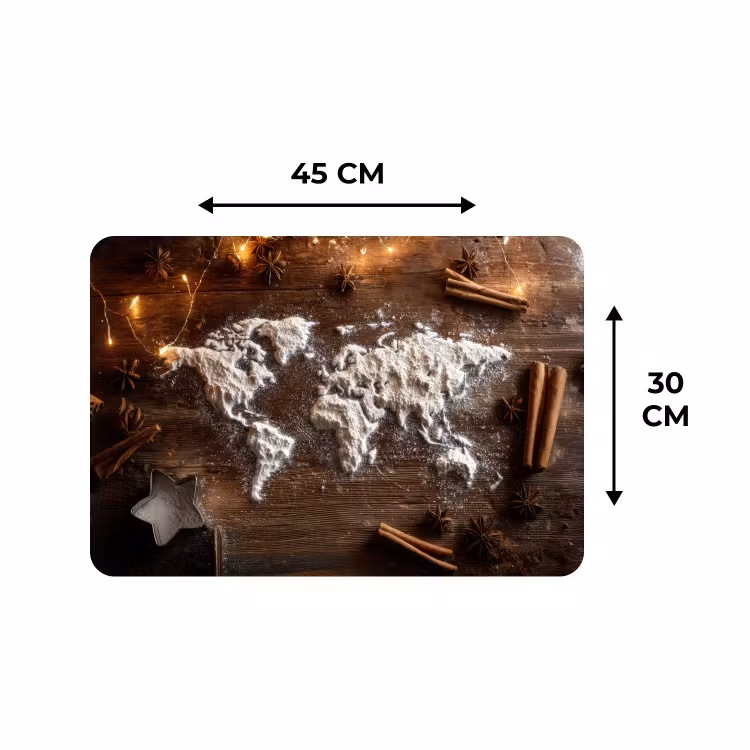 Placemat - 6 stuks - Wereldkaart - Poedersuiker - Hout — 3