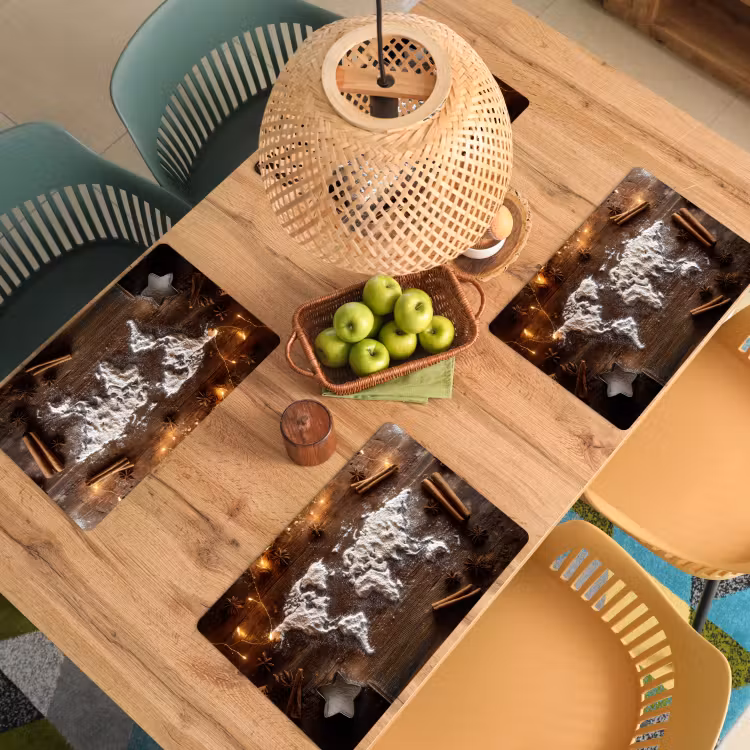 Placemat - 6 stuks - Wereldkaart - Poedersuiker - Hout — 6