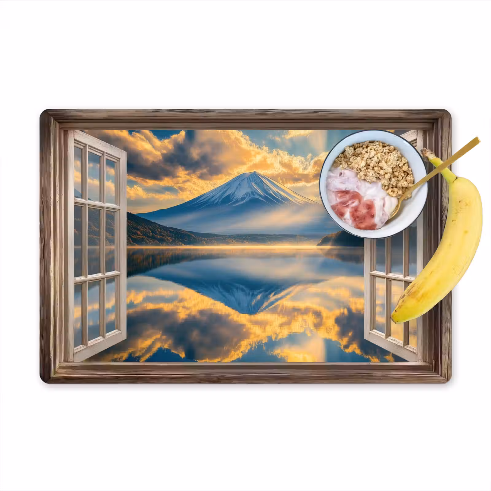 Placemat - 6 stuks - Doorkijk - Landschap - Bergen - Uitzicht - Raam — 1
