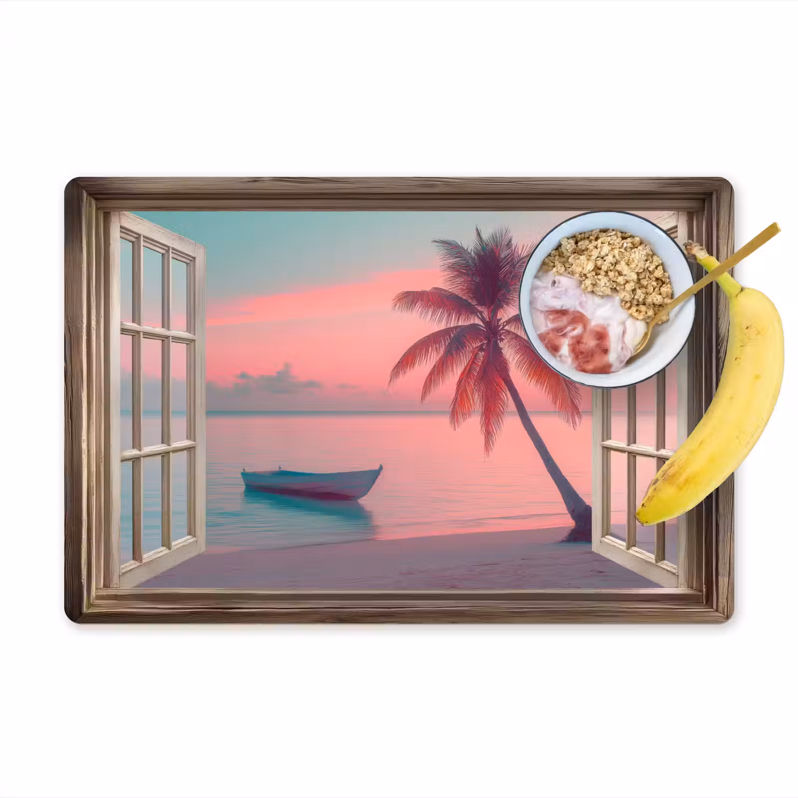 Placemat - 6 stuks - Doorkijk - Strand - Palmboom - Tropisch — 1
