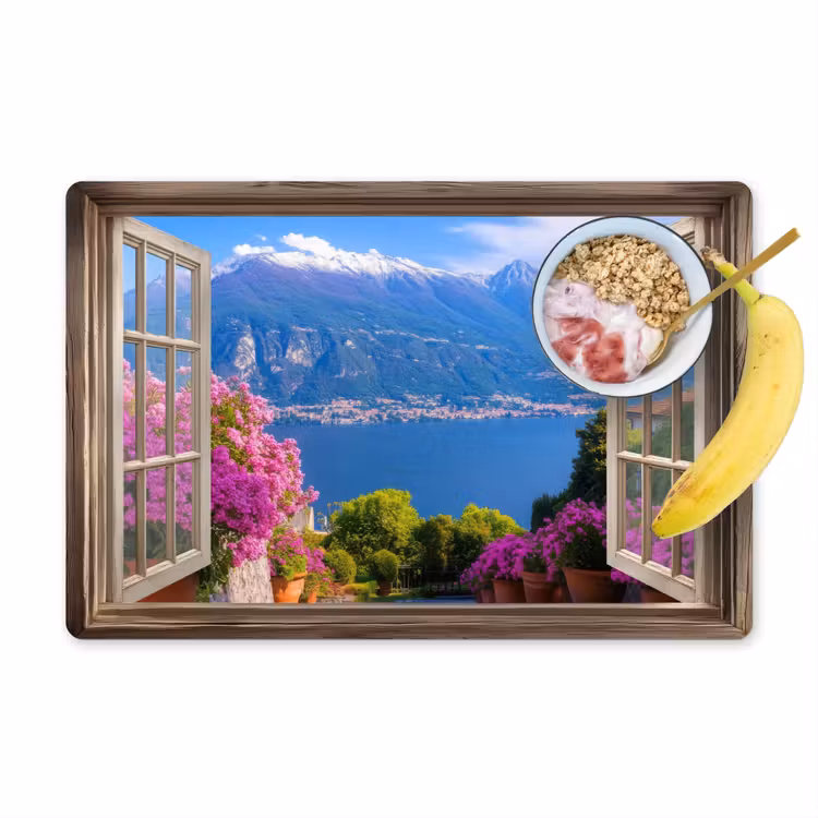 Placemat - 6 stuks - Doorkijk - Berg - Landschap - Uitzicht - Meer — 1