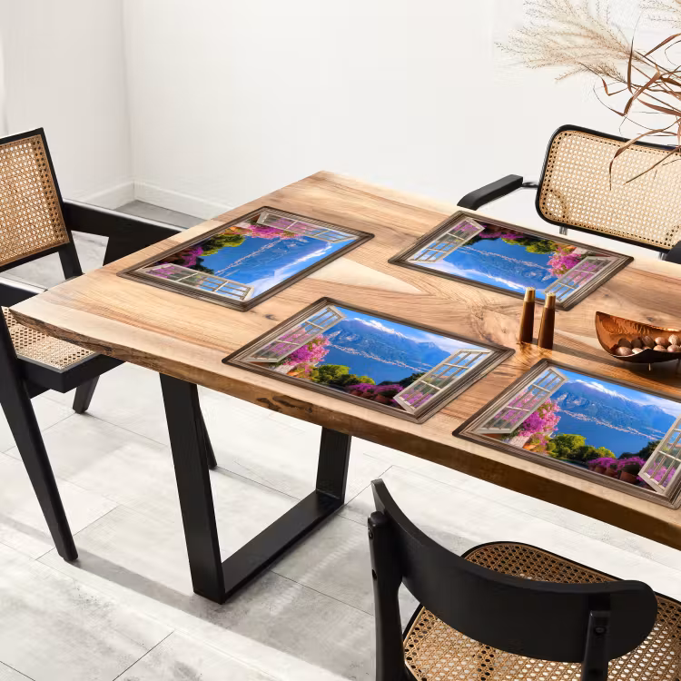 Placemat - 6 stuks - Doorkijk - Berg - Landschap - Uitzicht - Meer — 5